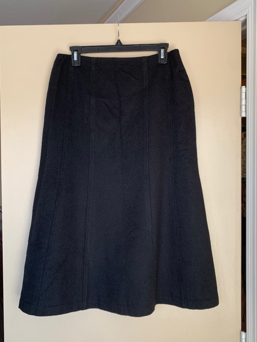 Talbots Camel Hair Wool Black A-Line MIDI Skirt Sz.10 Lined Made in Italy
